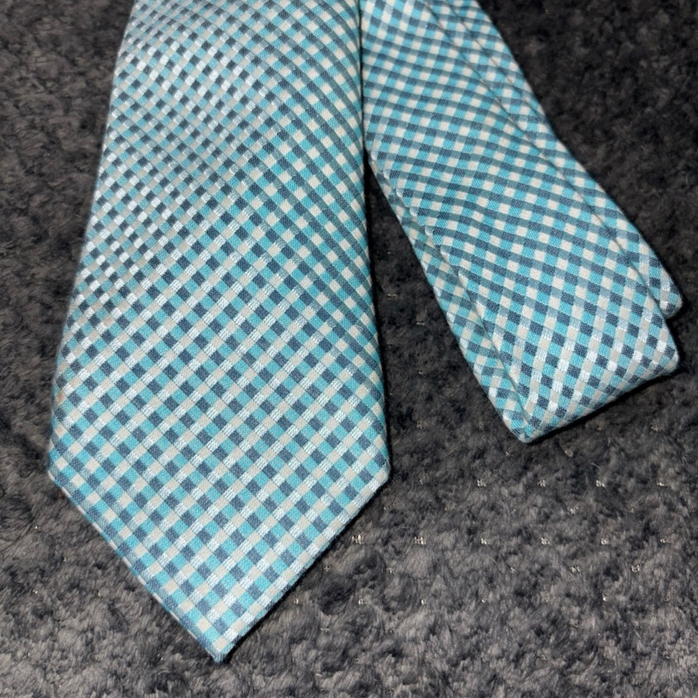 Men's Jos. A. Bank 1905 Tie Blue White Gingham Check Cotton Silk Classic EUC